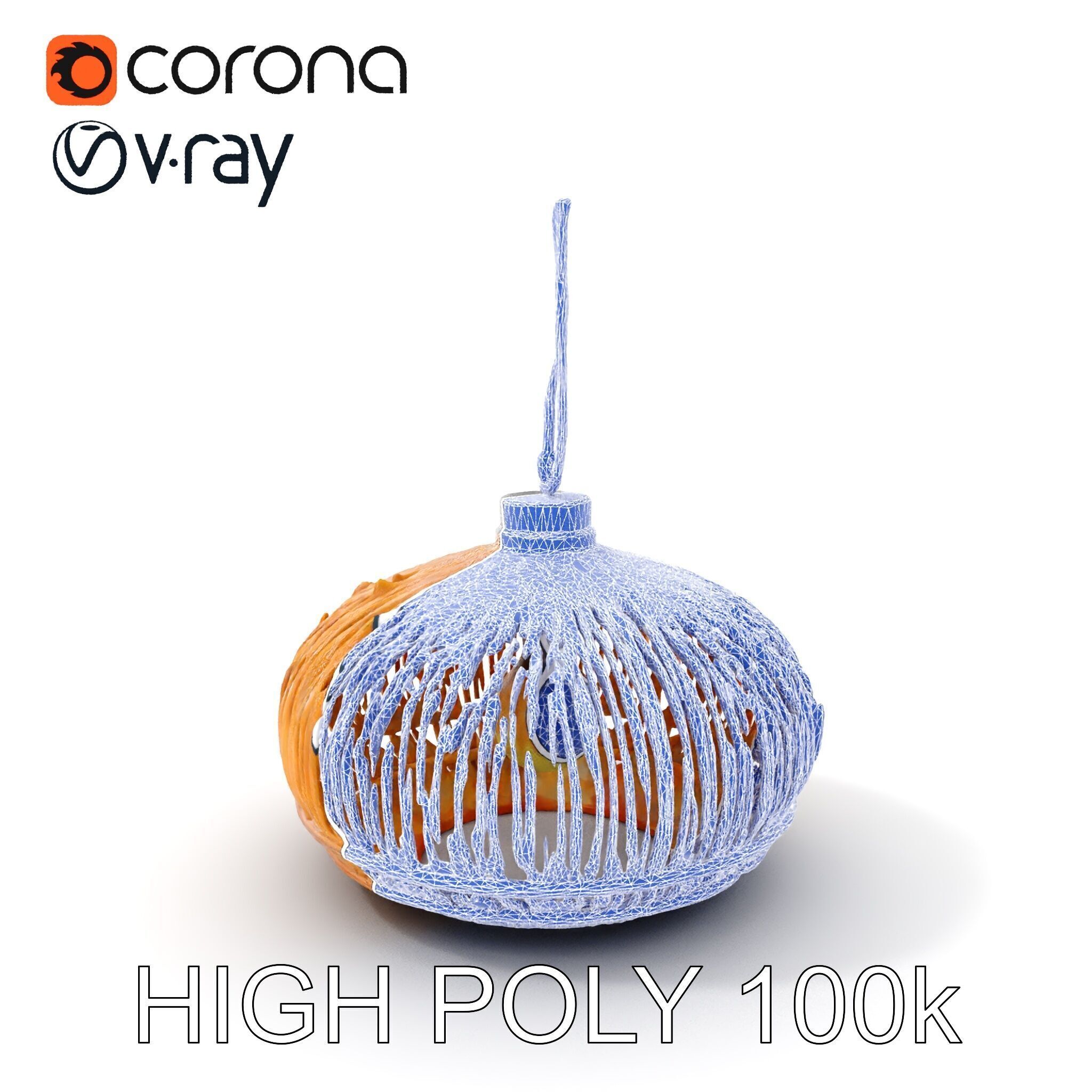 Wicker Pendant Lamp Model Pack for Interior Design Low-poly 3D model_9