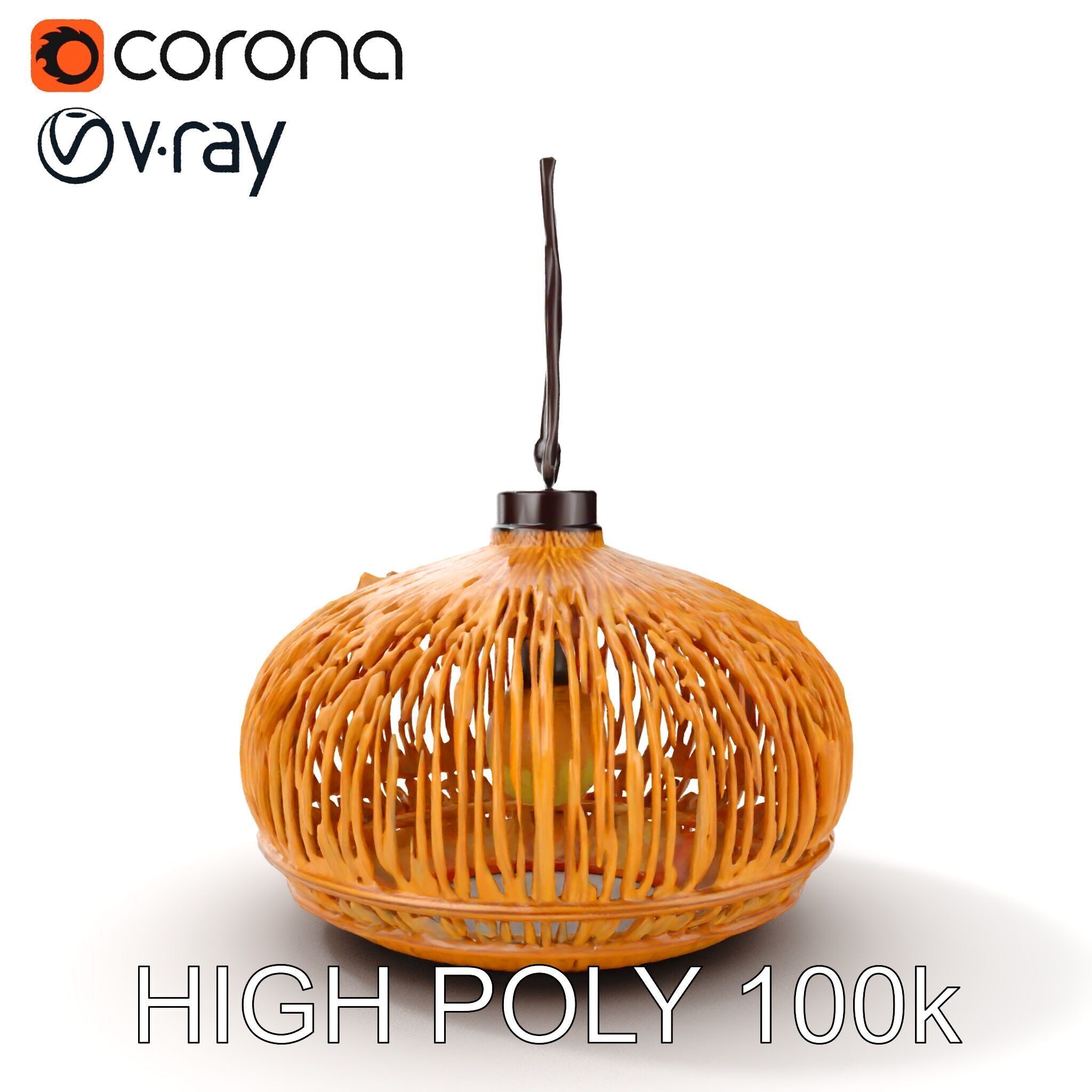 Wicker Pendant Lamp Model Pack for Interior Design Low-poly 3D model_13