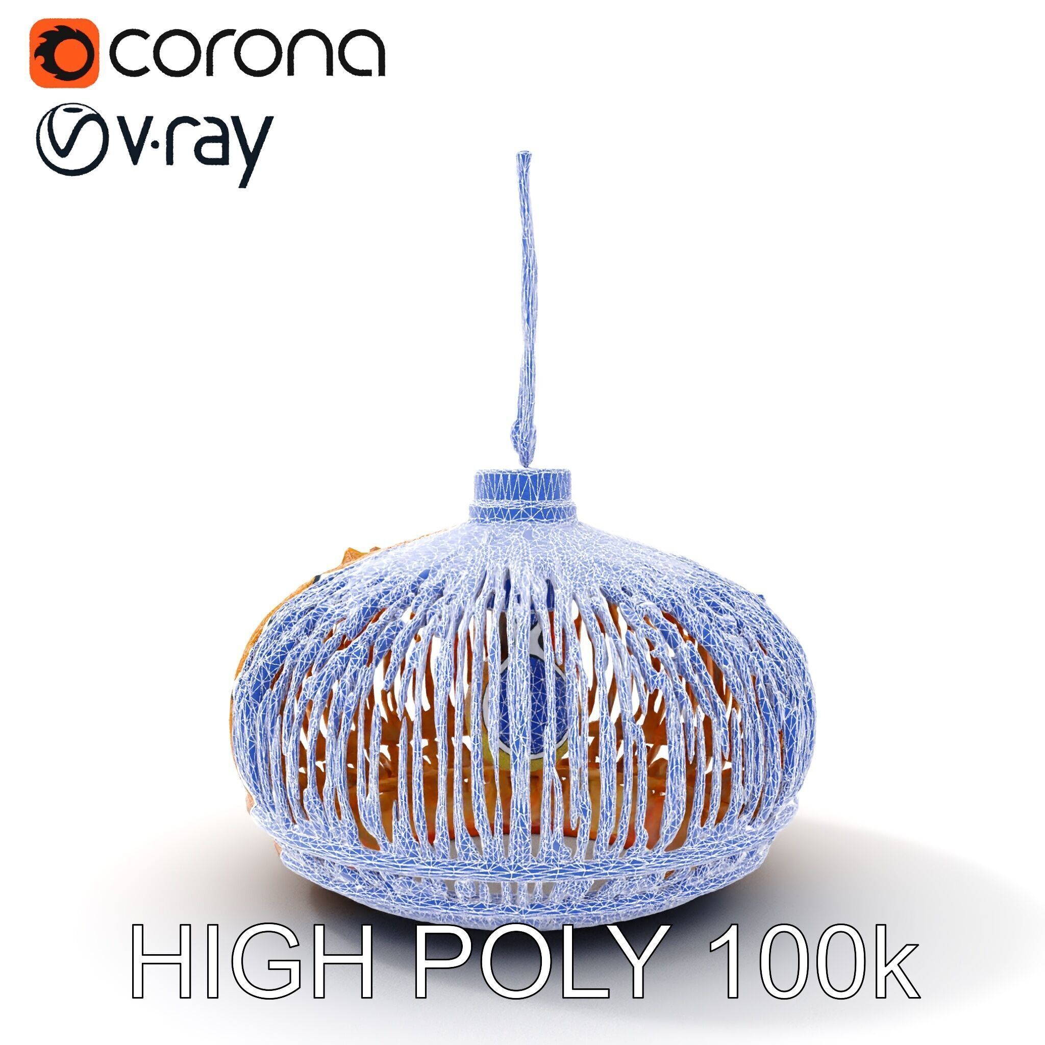 Wicker Pendant Lamp Model Pack for Interior Design Low-poly 3D model_29