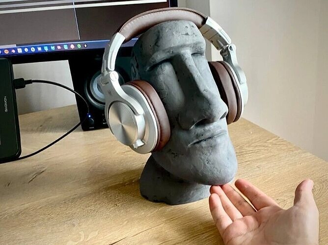 Moai Head Headphone Stand And Decorative Sculpture 3D print model