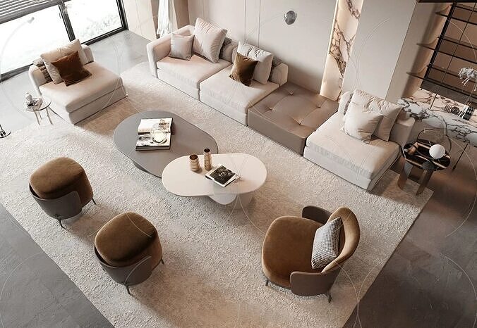 Living Area 3D Scene Furniture 3DS Max 036 3D model