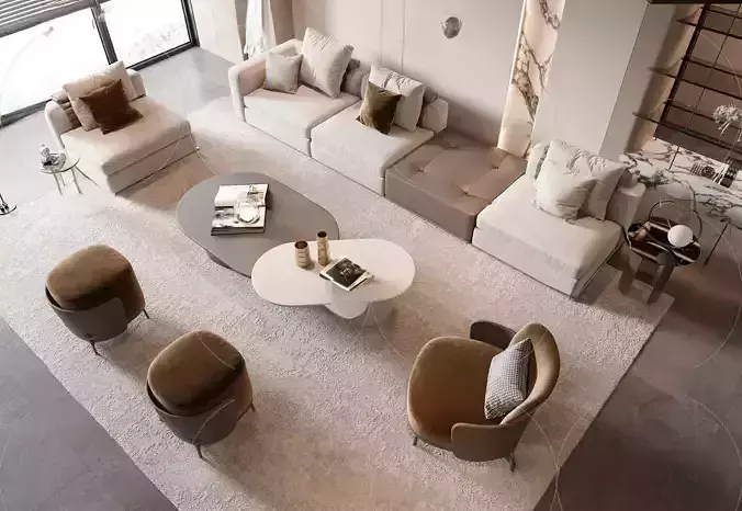 Living Area 3D Scene Furniture 3DS Max 036