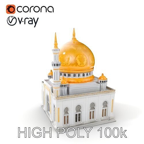 Ornate Mosque Architecture Model Pack with Detailed Dome and ... Low-poly 3D model