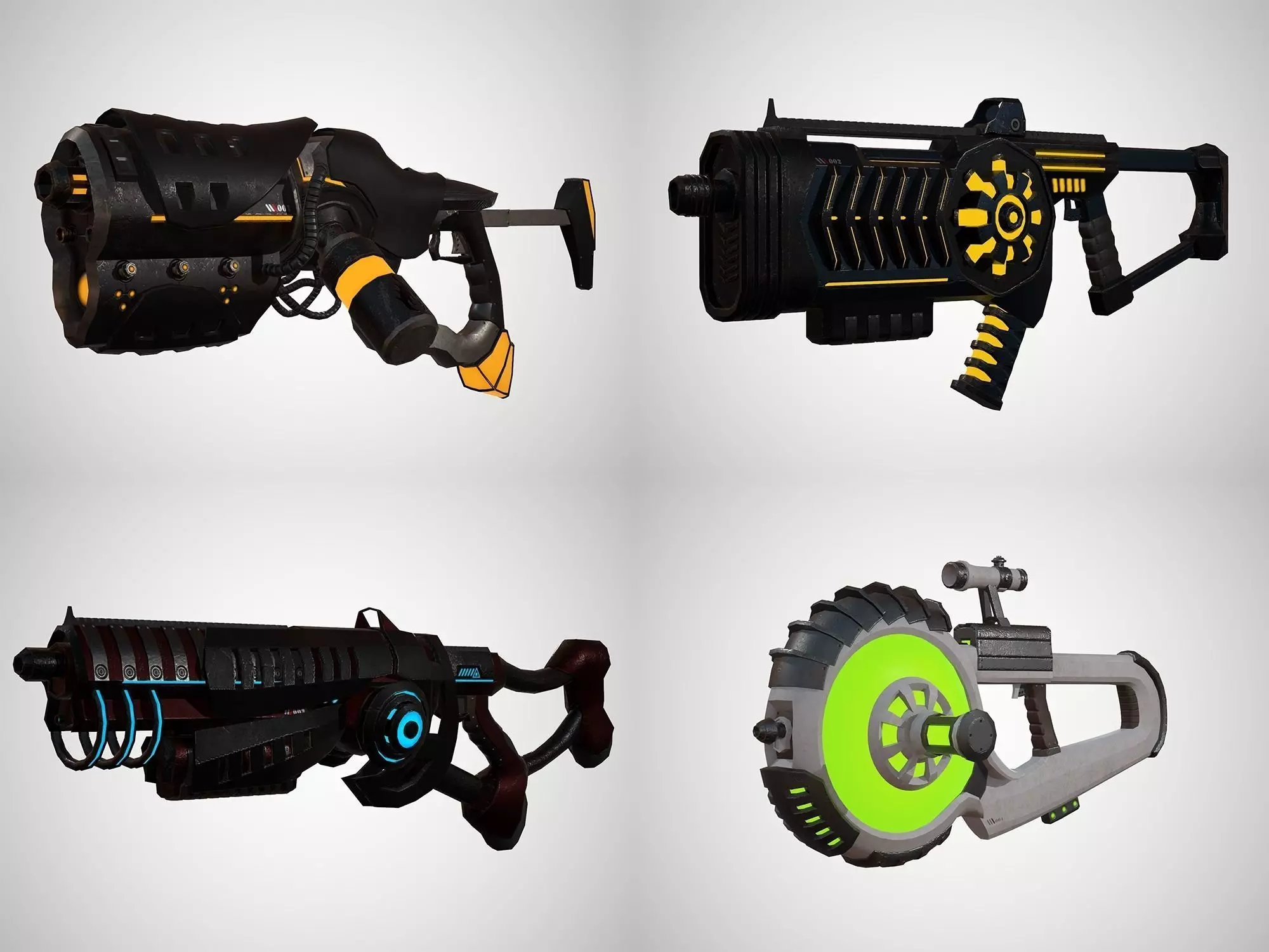 Futuristic Rifles - 4 Pack Low-poly 3D model
