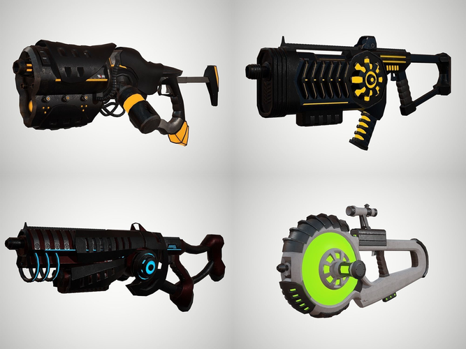 Futuristic Rifles - 4 Pack Low-poly 3D model