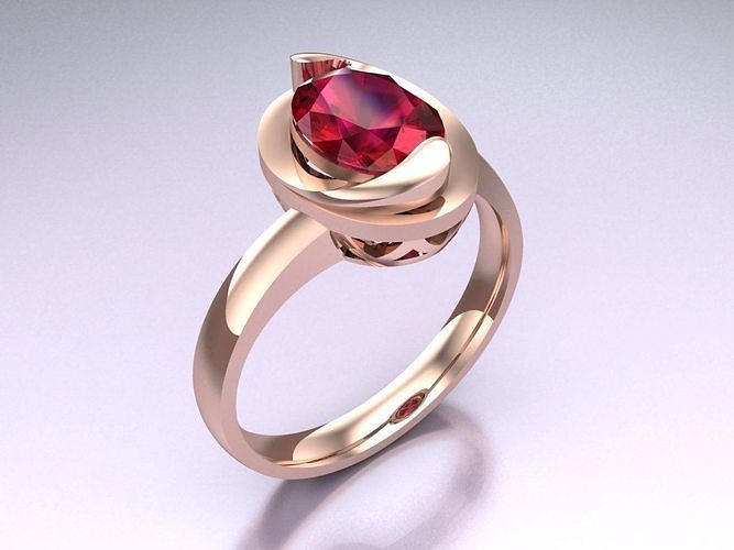 Oval stone ring - Womens  Rings -  N719949 3D print model