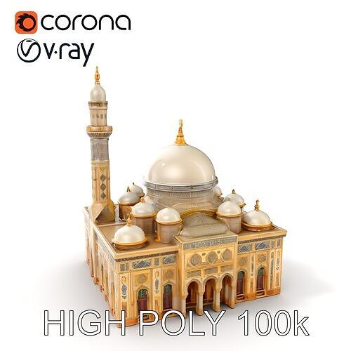 Intricate Mosque Exterior D Model Pack Low-poly 3D model