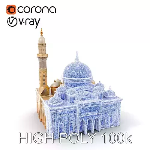 Intricate Mosque Exterior D Model Pack Low-poly 3D model 4