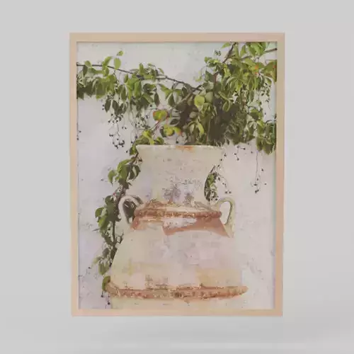 Pottery I Natural Wood Frame Full Bleed Print Terra Cotta 3D model