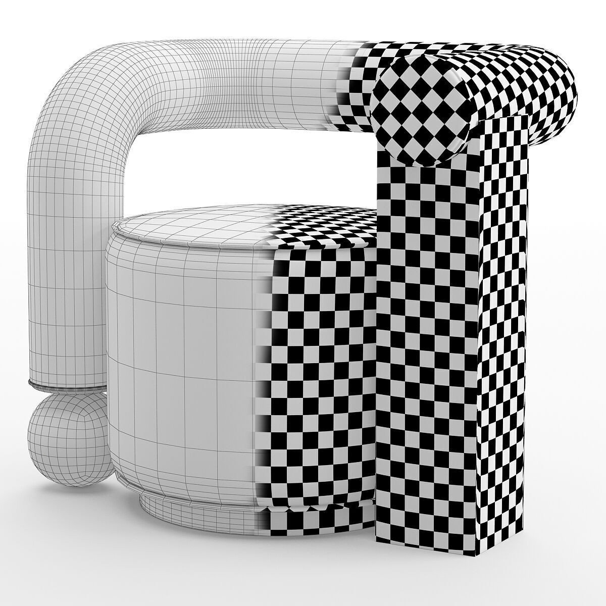 Galatea Armchair Low-poly 3D model_3