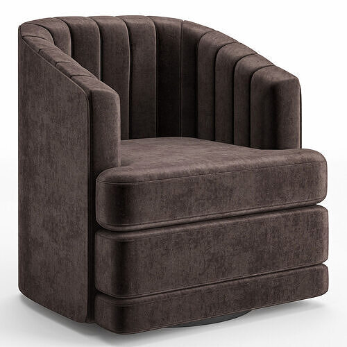 Daphne Chocolate Channel Tufted Swivel Chair Low-poly 3D model