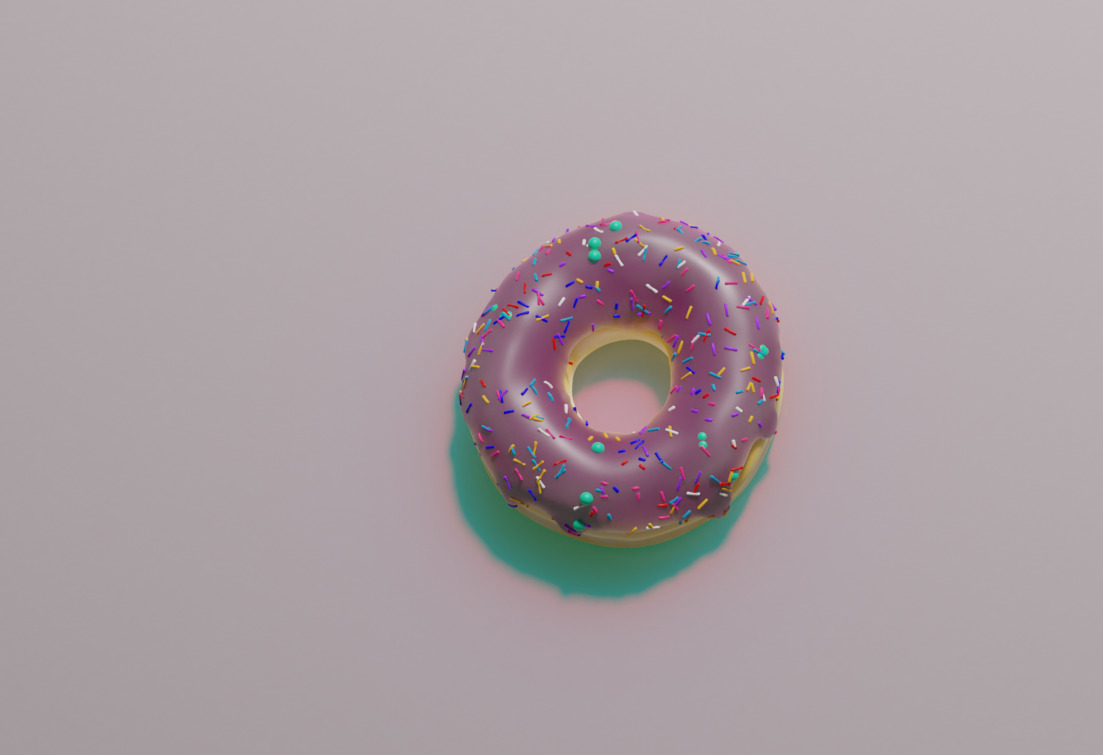 Pink donut with powder Low-poly 3D model_2
