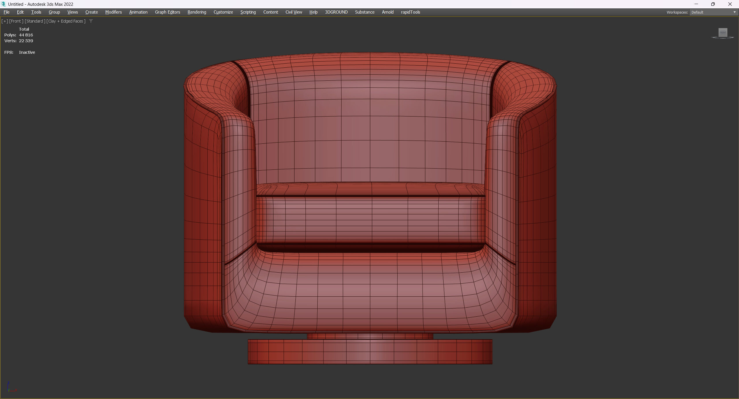 Hazel Deep Green Sky and Antique Brass Swivel Armchair Low-poly 3D model_7