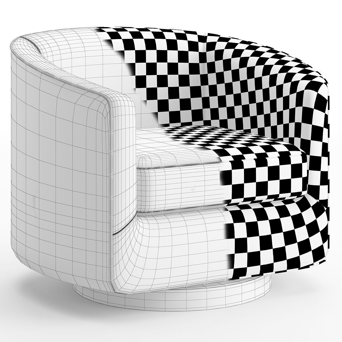 Hazel Deep Green Sky and Antique Brass Swivel Armchair Low-poly 3D model_6