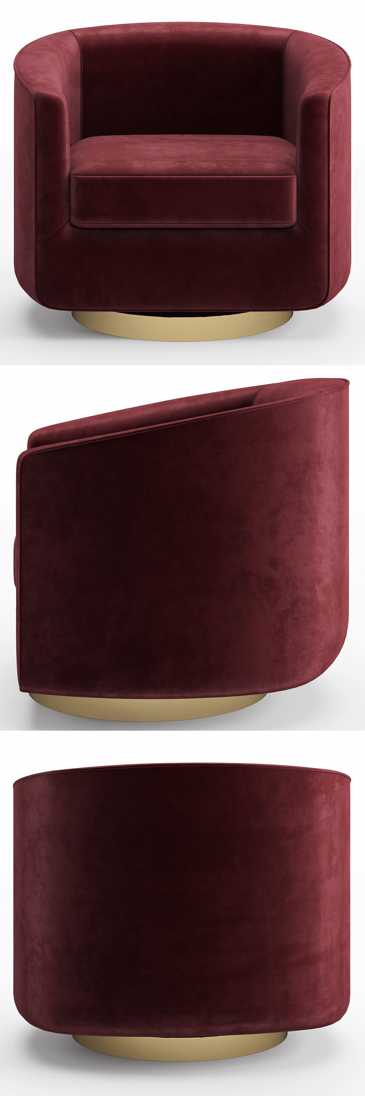 Hazel Deep Green Sky and Antique Brass Swivel Armchair Low-poly 3D model_5