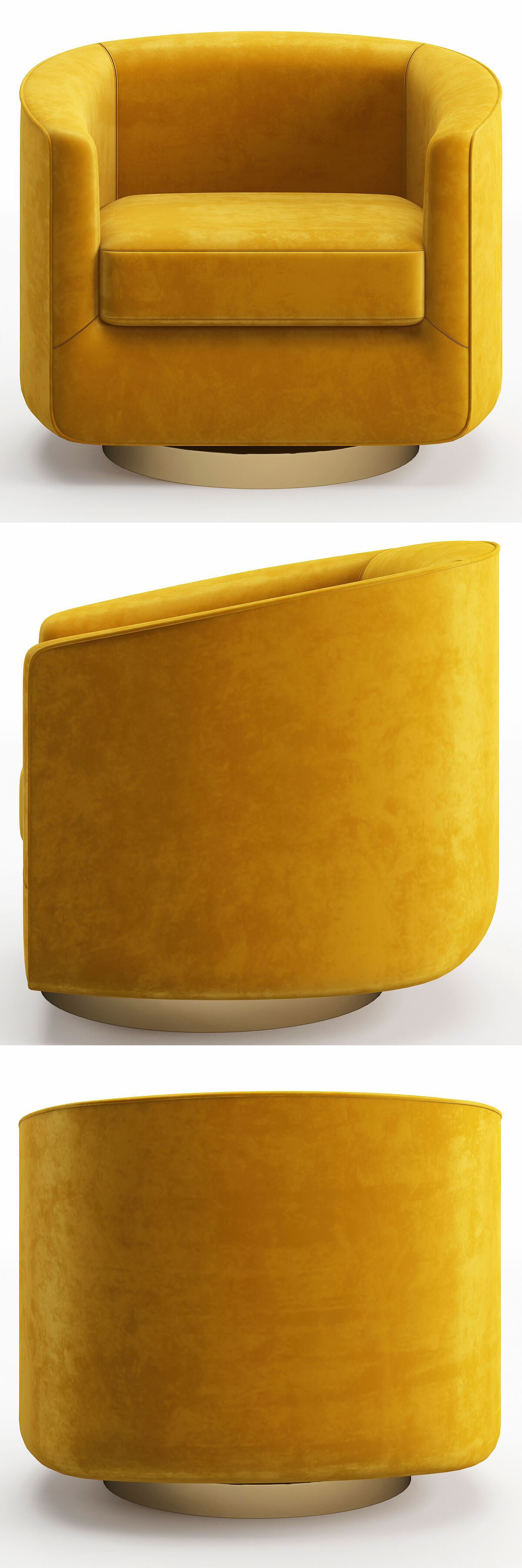 Hazel Deep Green Sky and Antique Brass Swivel Armchair Low-poly 3D model_4