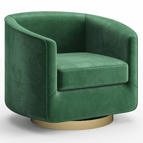 Hazel Deep Green Sky and Antique Brass Swivel Armchair Low-poly 3D model