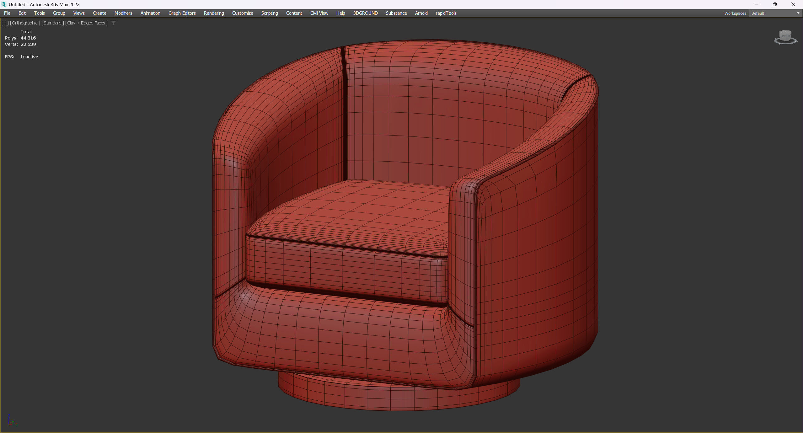 Hazel Deep Green Sky and Antique Brass Swivel Armchair Low-poly 3D model_8