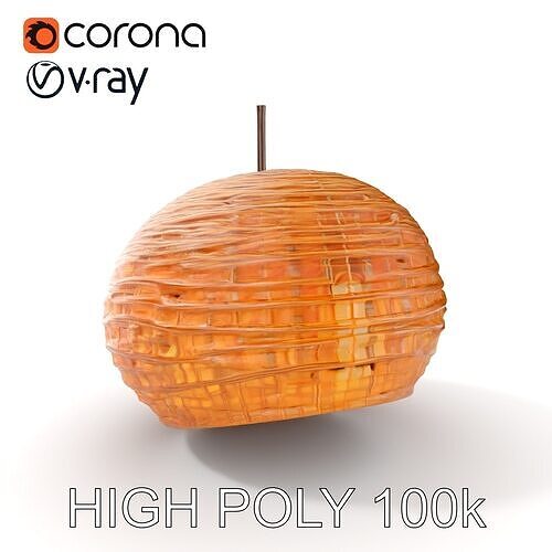 Rattan Pendant Light Model Pack Low-poly 3D model