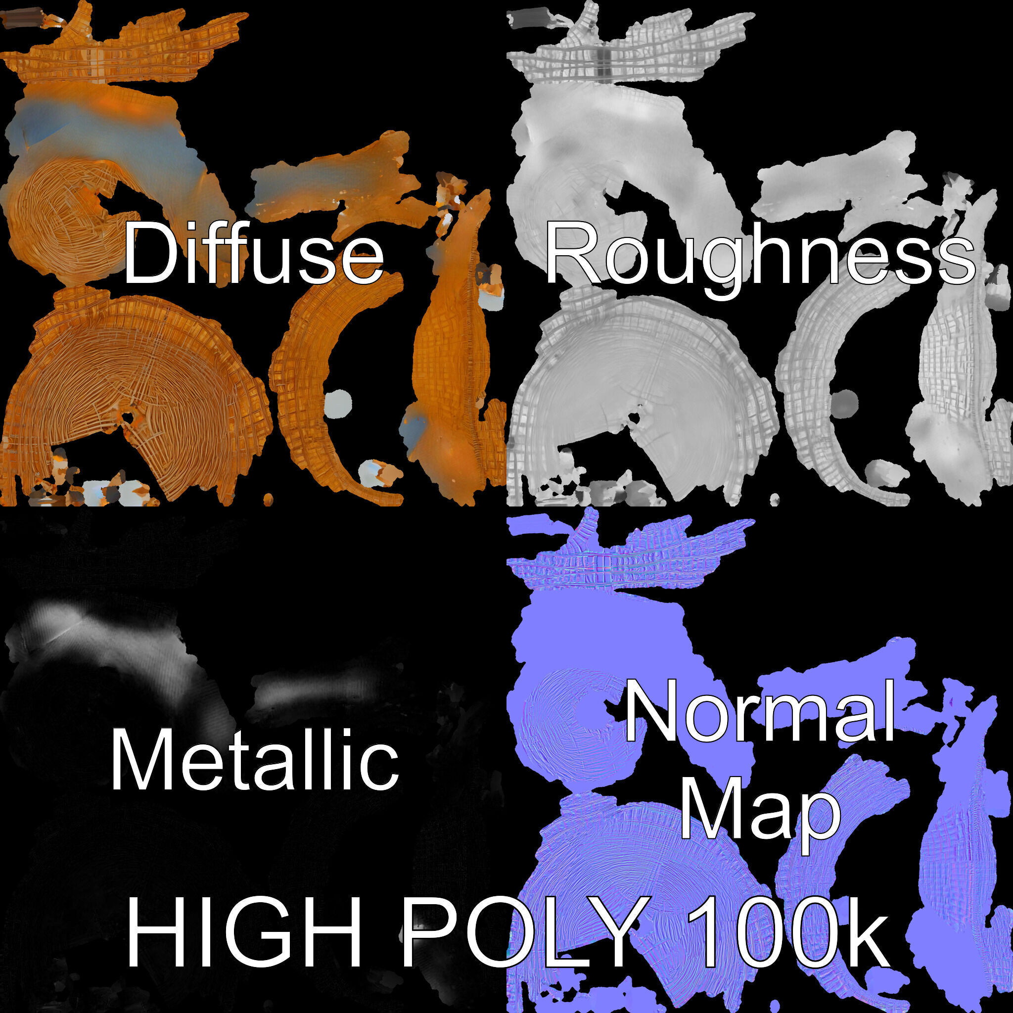 Rattan Pendant Light Model Pack Low-poly 3D model_3