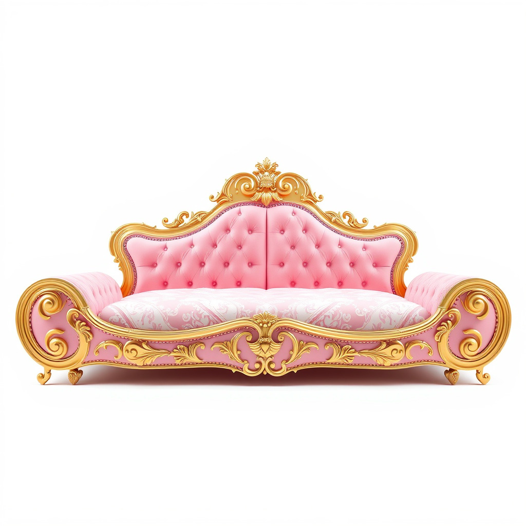 Baroque Style Pink Sofa Model Pack Low-poly 3D model_2