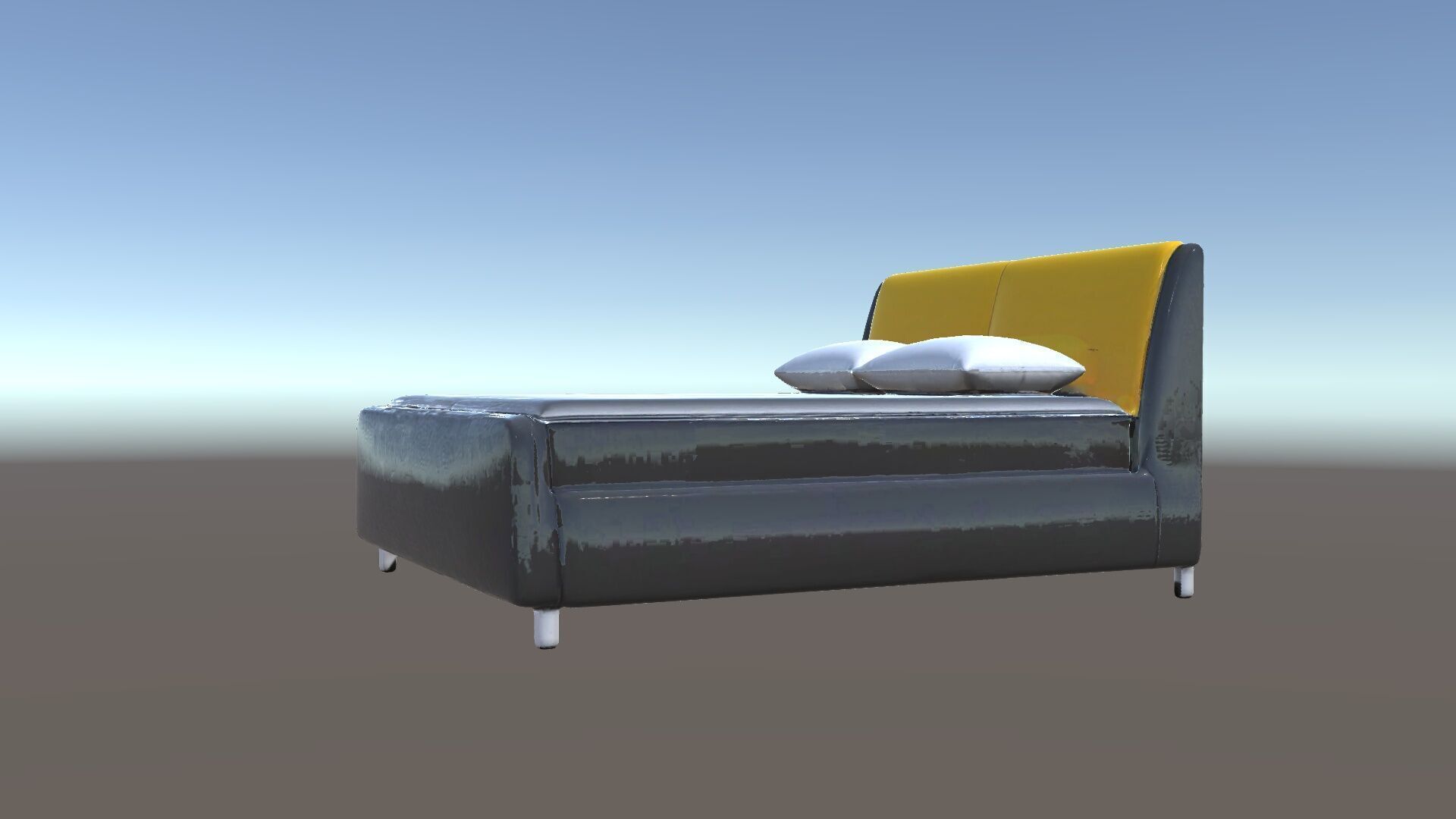 Modern Bed with Yellow Headboard Model Pack Low-poly 3D model_33