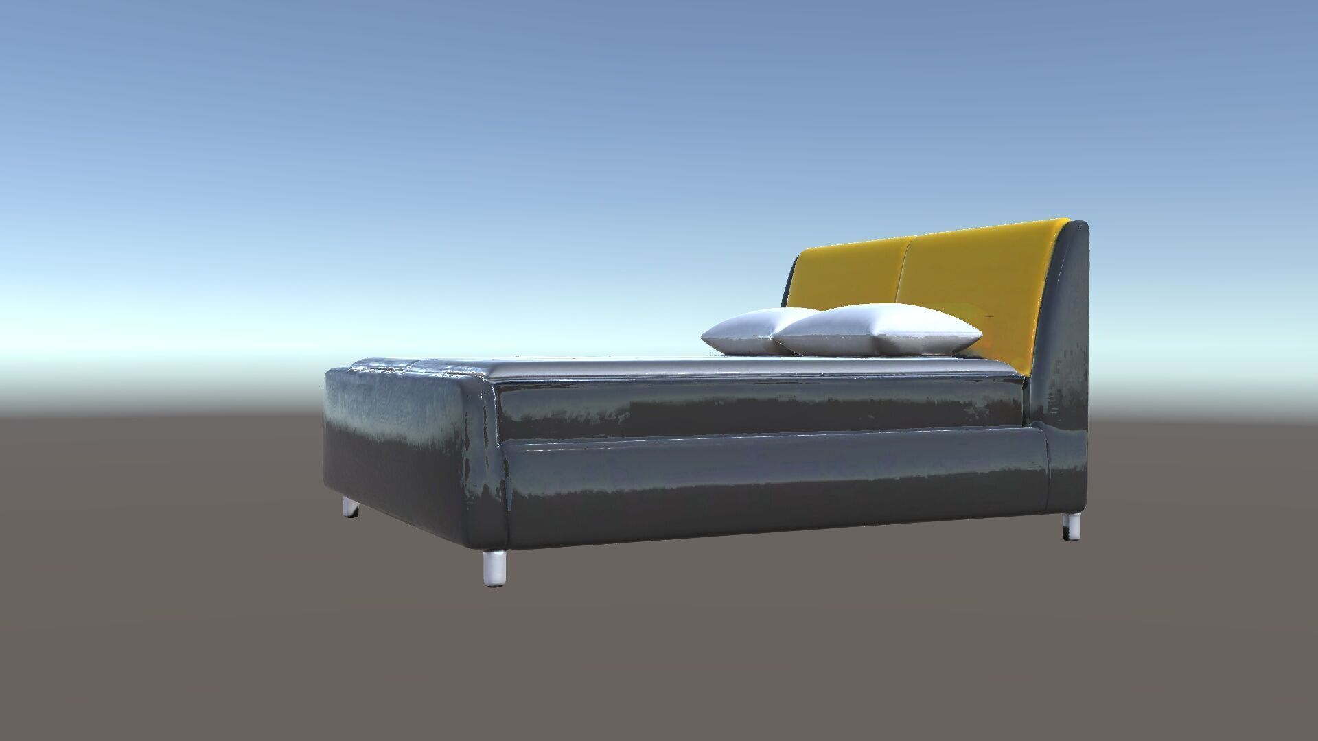 Modern Bed with Yellow Headboard Model Pack Low-poly 3D model_5