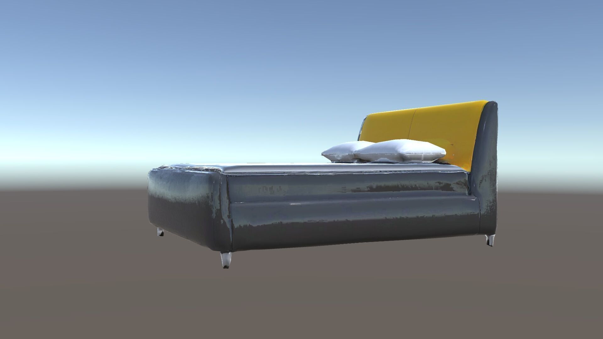 Modern Bed with Yellow Headboard Model Pack Low-poly 3D model_34