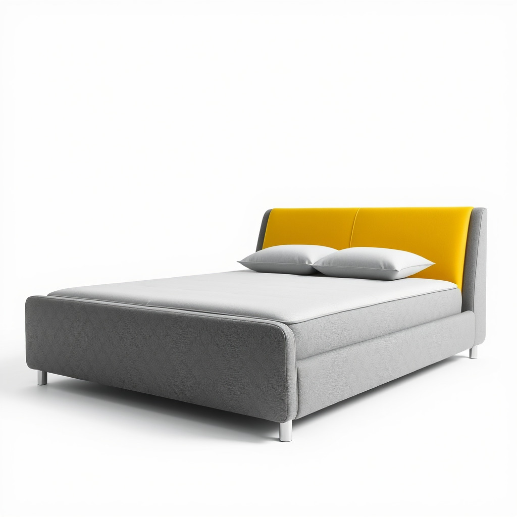 Modern Bed with Yellow Headboard Model Pack Low-poly 3D model_2