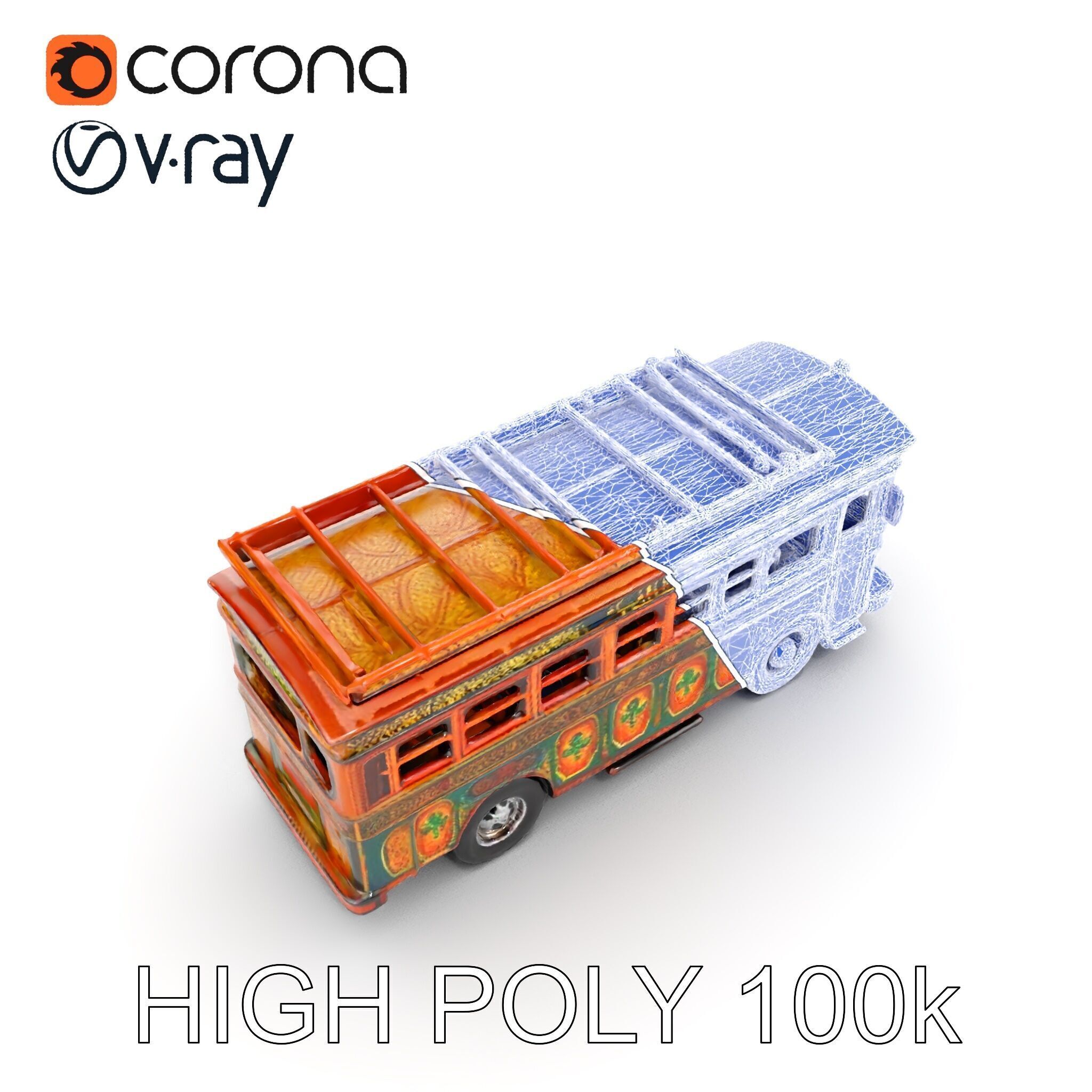 Colorful Colombian Chiva Bus D Model Pack Low-poly 3D model_19