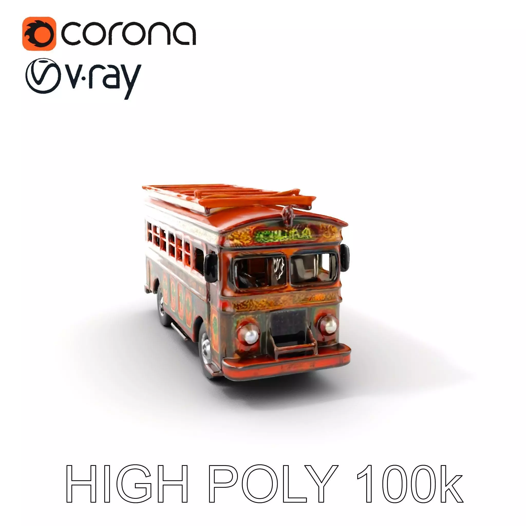 Colorful Colombian Chiva Bus D Model Pack Low-poly 3D model_0