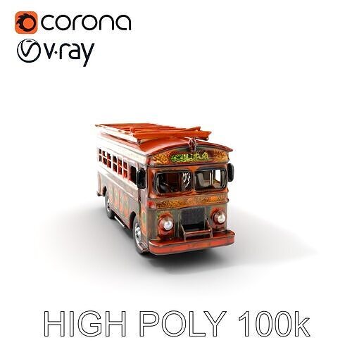 Colorful Colombian Chiva Bus D Model Pack Low-poly 3D model
