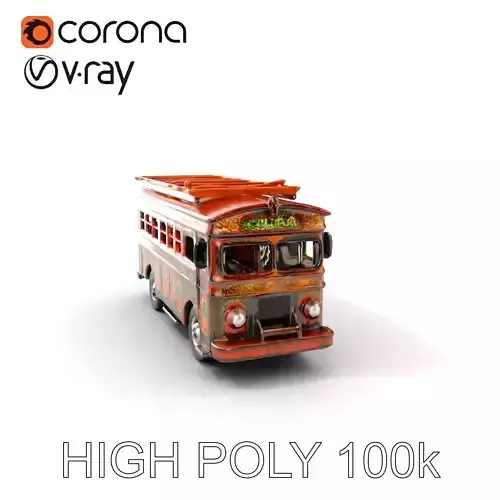 Colorful Colombian Chiva Bus D Model Pack Low-poly 3D model