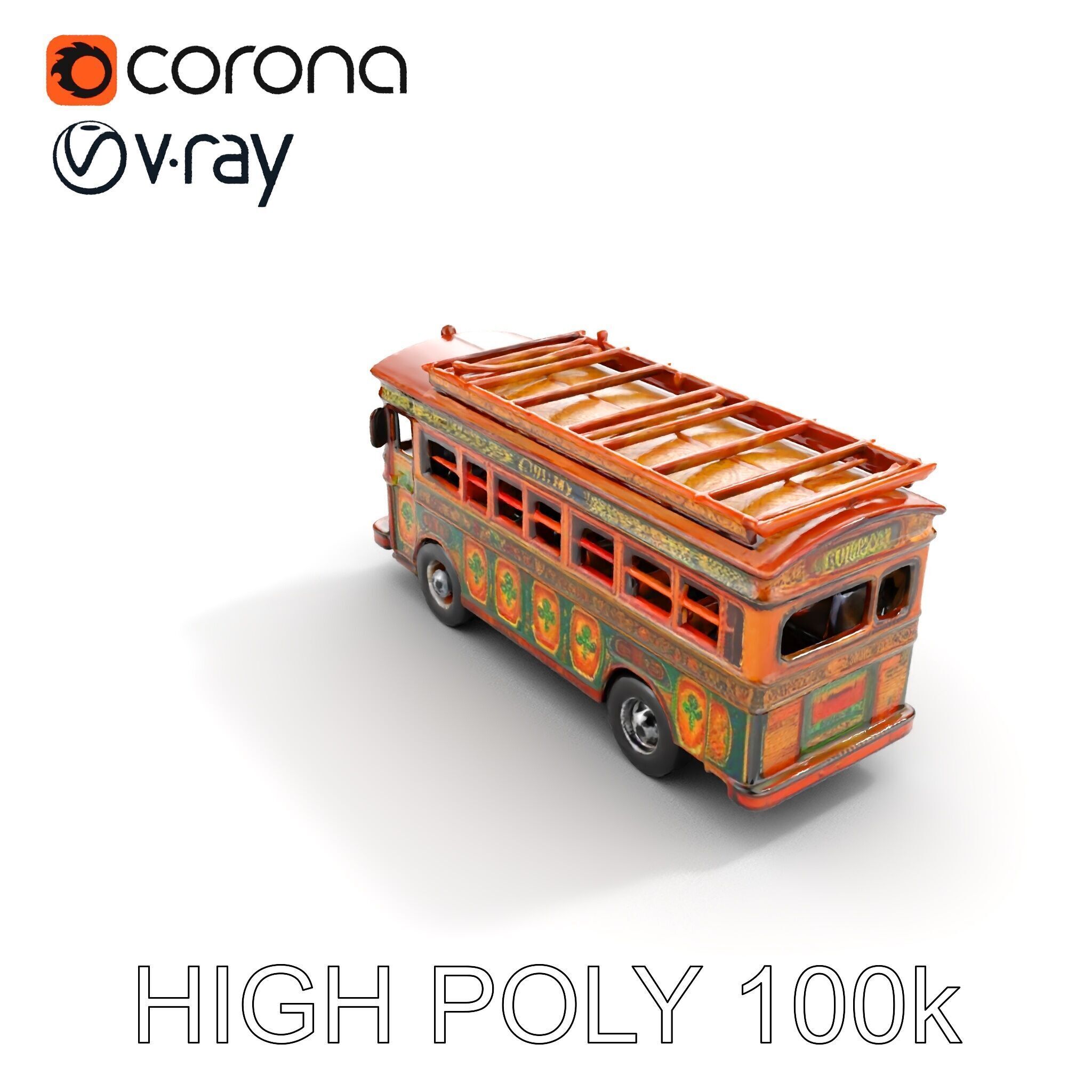 Colorful Colombian Chiva Bus D Model Pack Low-poly 3D model_6