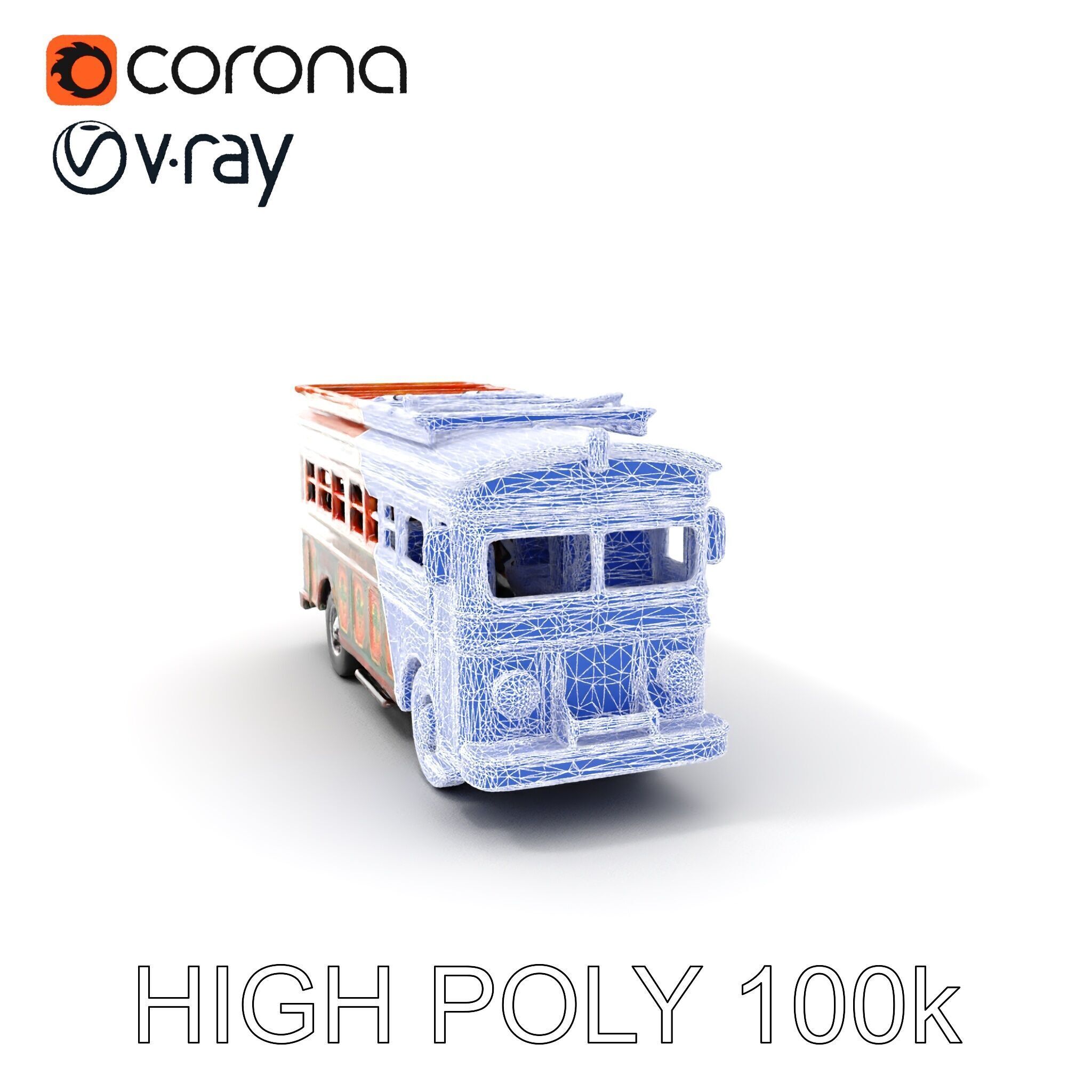 Colorful Colombian Chiva Bus D Model Pack Low-poly 3D model_4