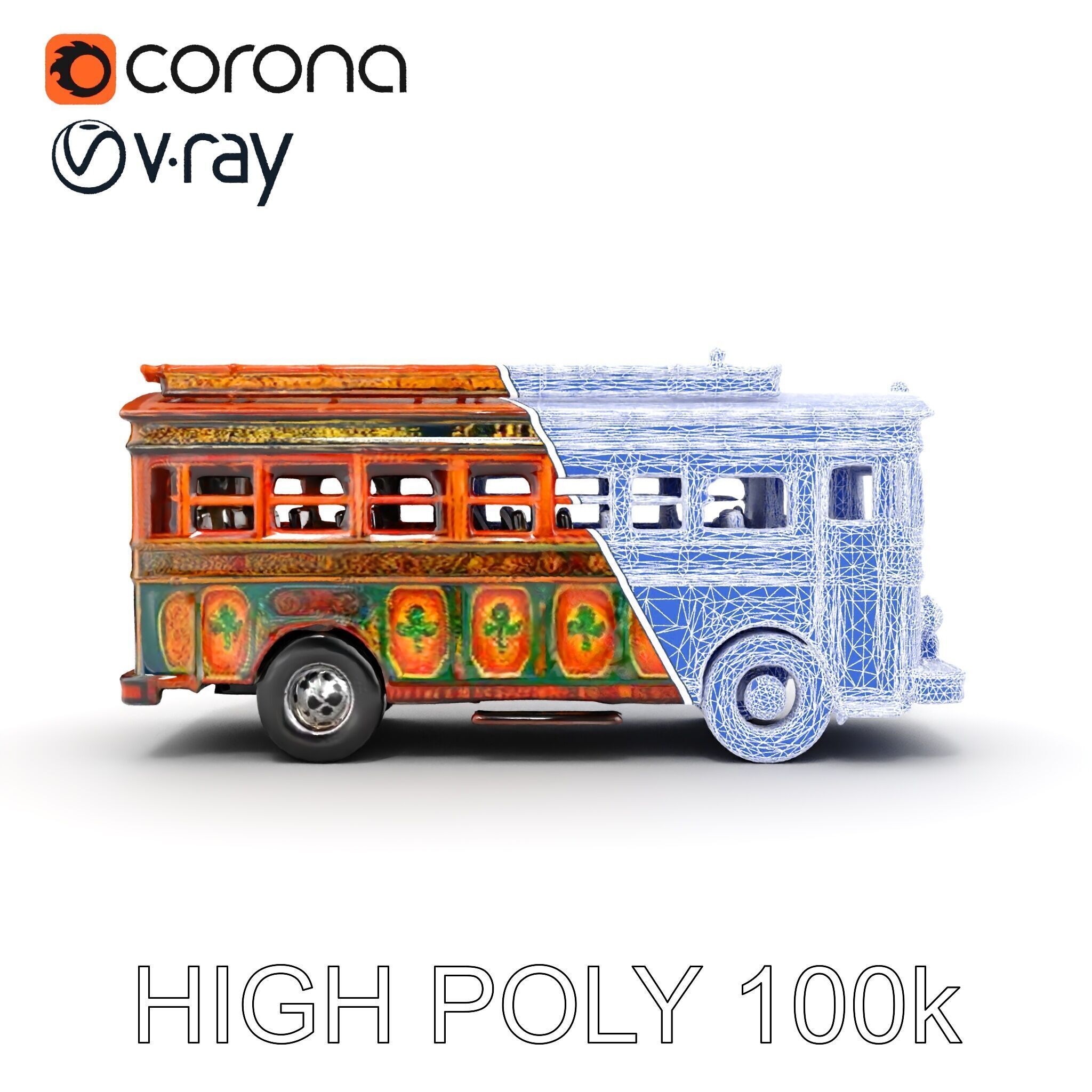 Colorful Colombian Chiva Bus D Model Pack Low-poly 3D model_30