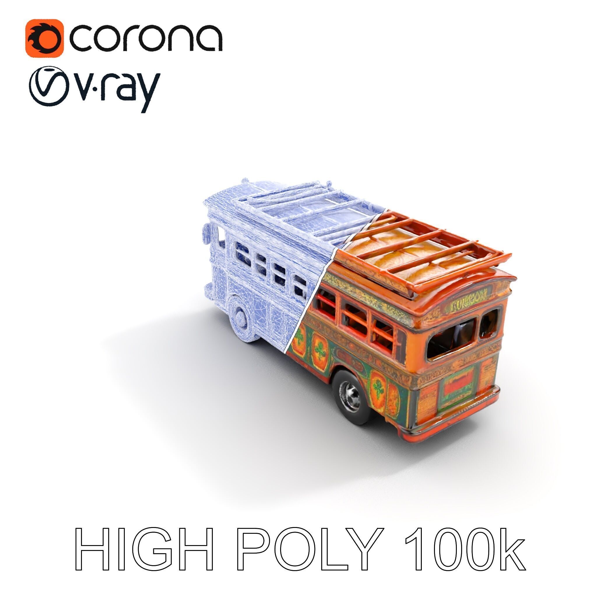 Colorful Colombian Chiva Bus D Model Pack Low-poly 3D model_27