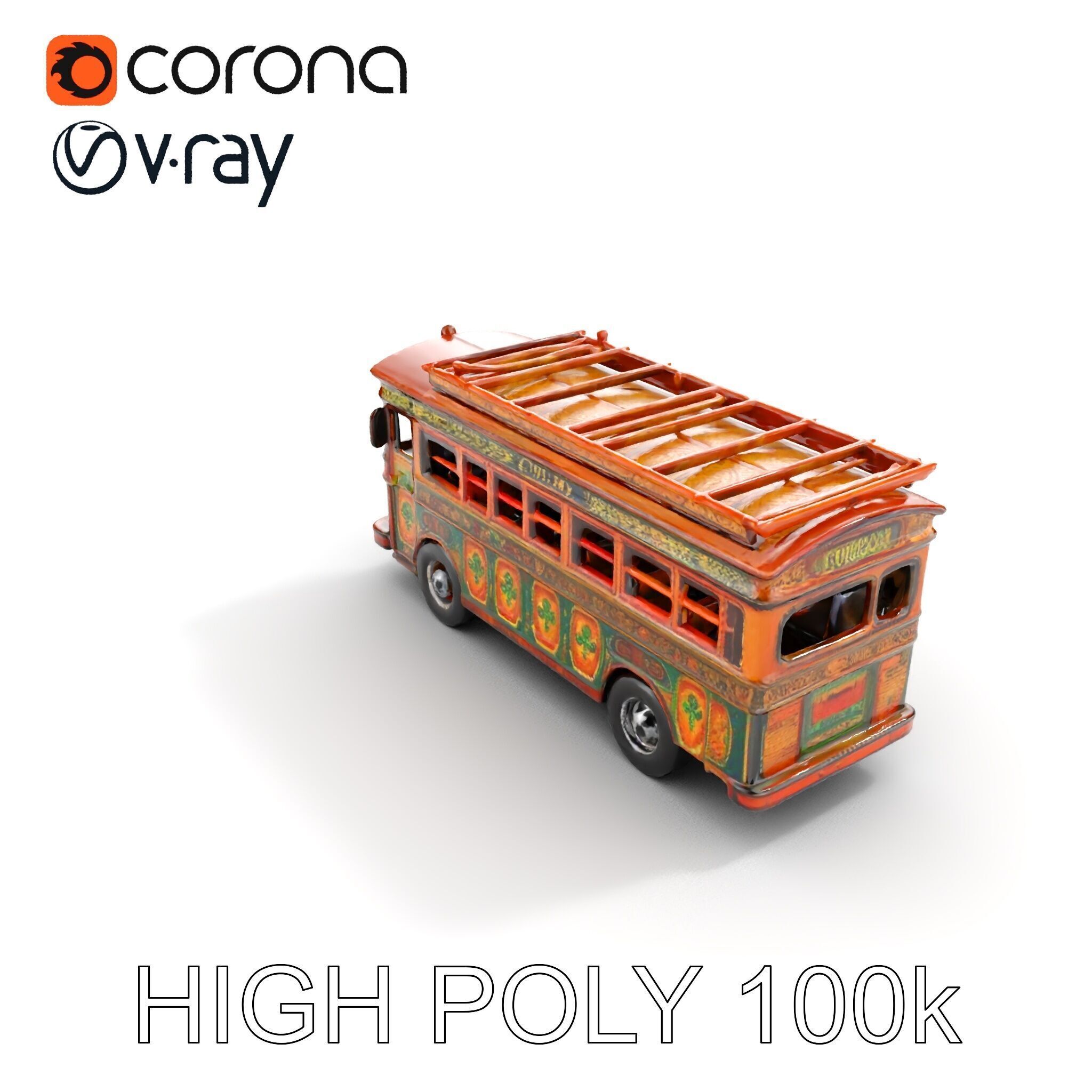 Colorful Colombian Chiva Bus D Model Pack Low-poly 3D model_9