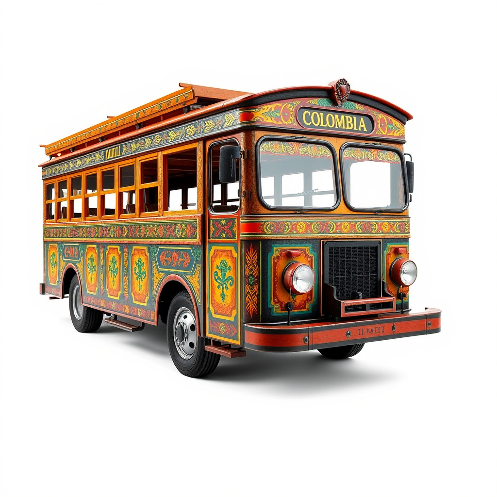 Colorful Colombian Chiva Bus D Model Pack Low-poly 3D model_2