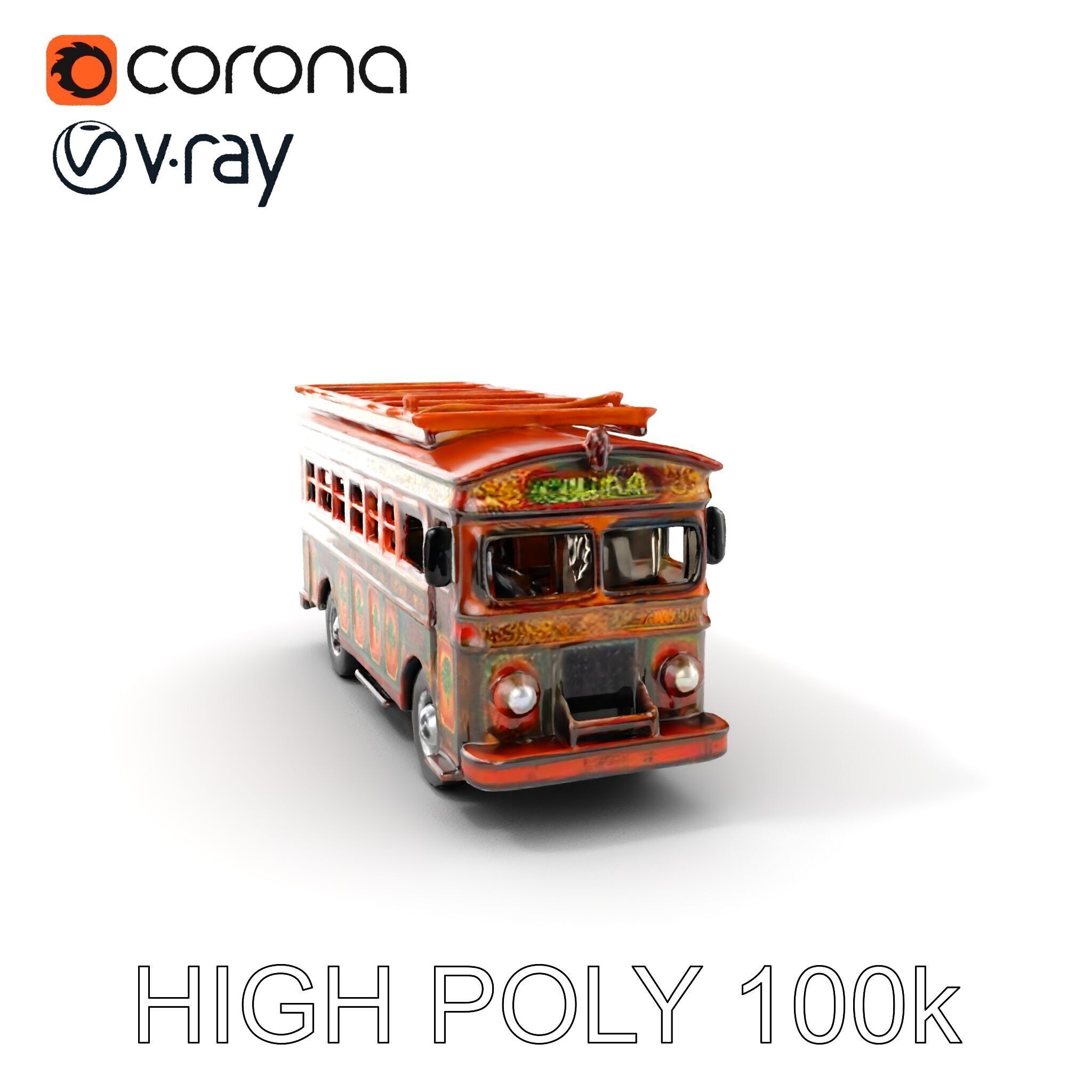 Colorful Colombian Chiva Bus D Model Pack Low-poly 3D model_13