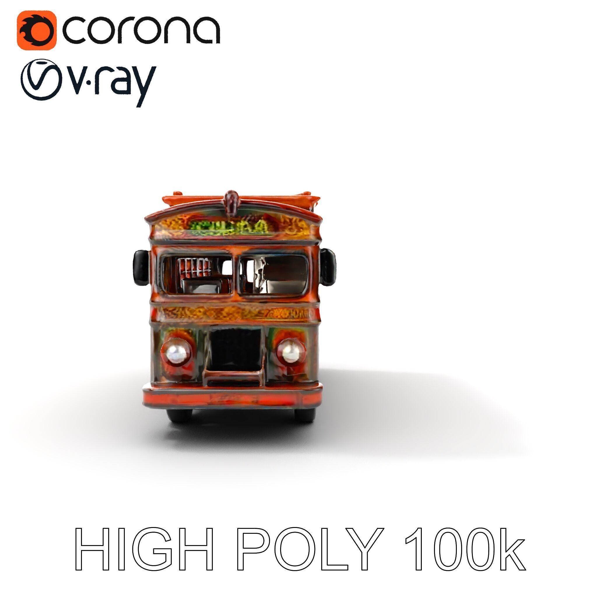 Colorful Colombian Chiva Bus D Model Pack Low-poly 3D model_16