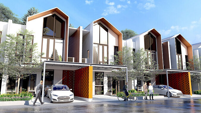 Modern Compact House 7 x 10 Full 3D  Skp Lumion and DWG File 3D model