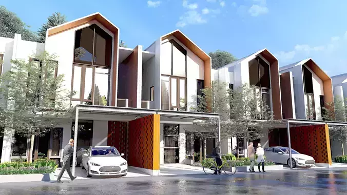 Modern Compact House 7 x 10 Full 3D  Skp Lumion and DWG File 3D model