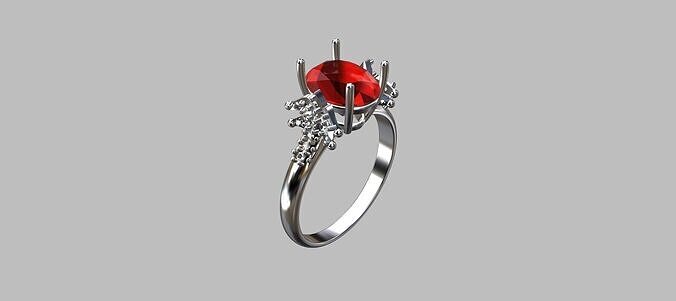 Oval Gemstone ring 3D print model