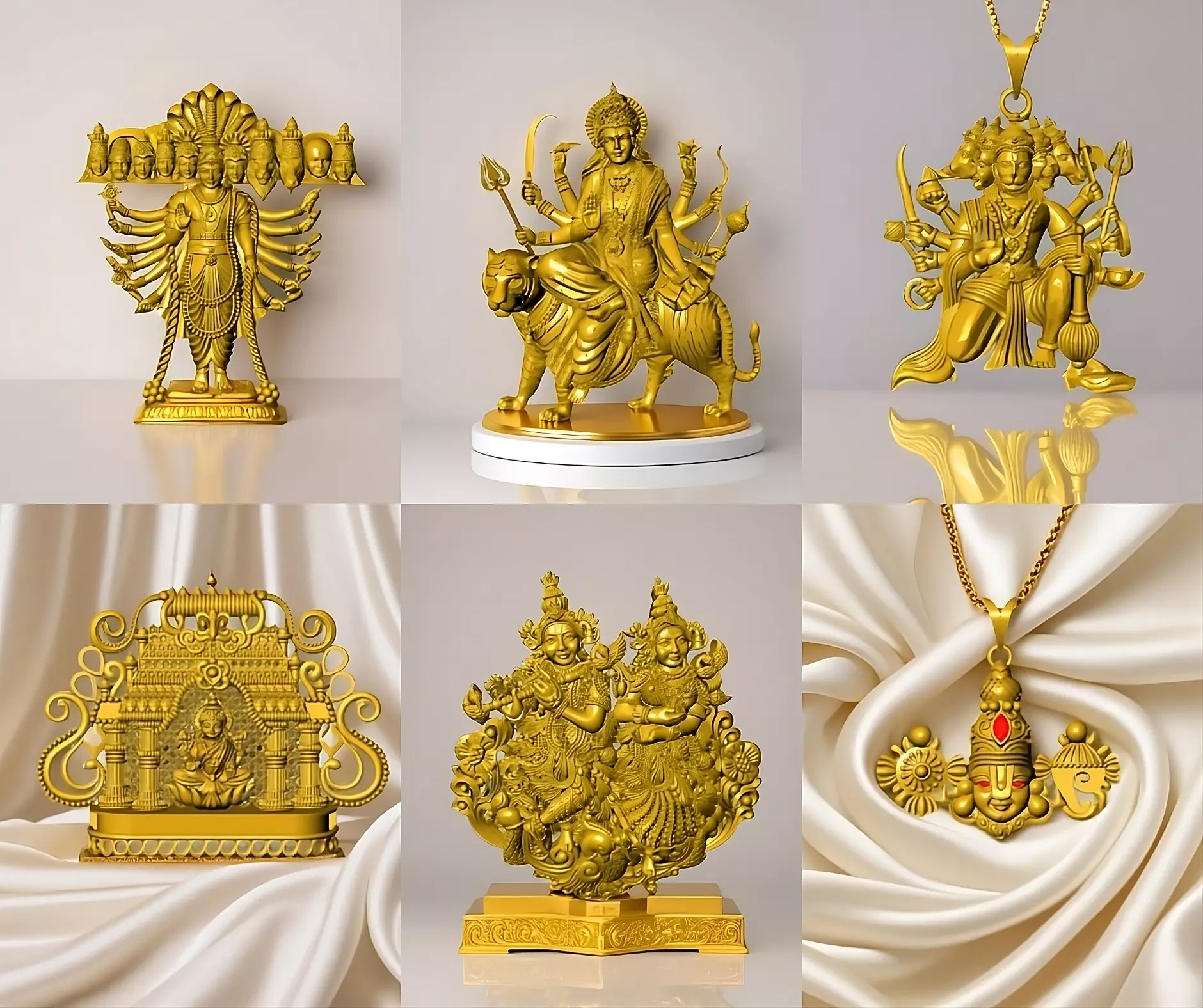 Hindu God Sculptures and Pendant Combo Set Collection 3D print model_0