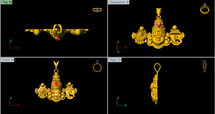 Hindu God Sculptures and Pendant Combo Set Collection 3D print model_8