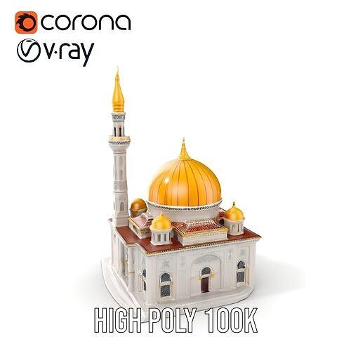 Golden Dome Mosque Architectural Model Pack Low-poly 3D model