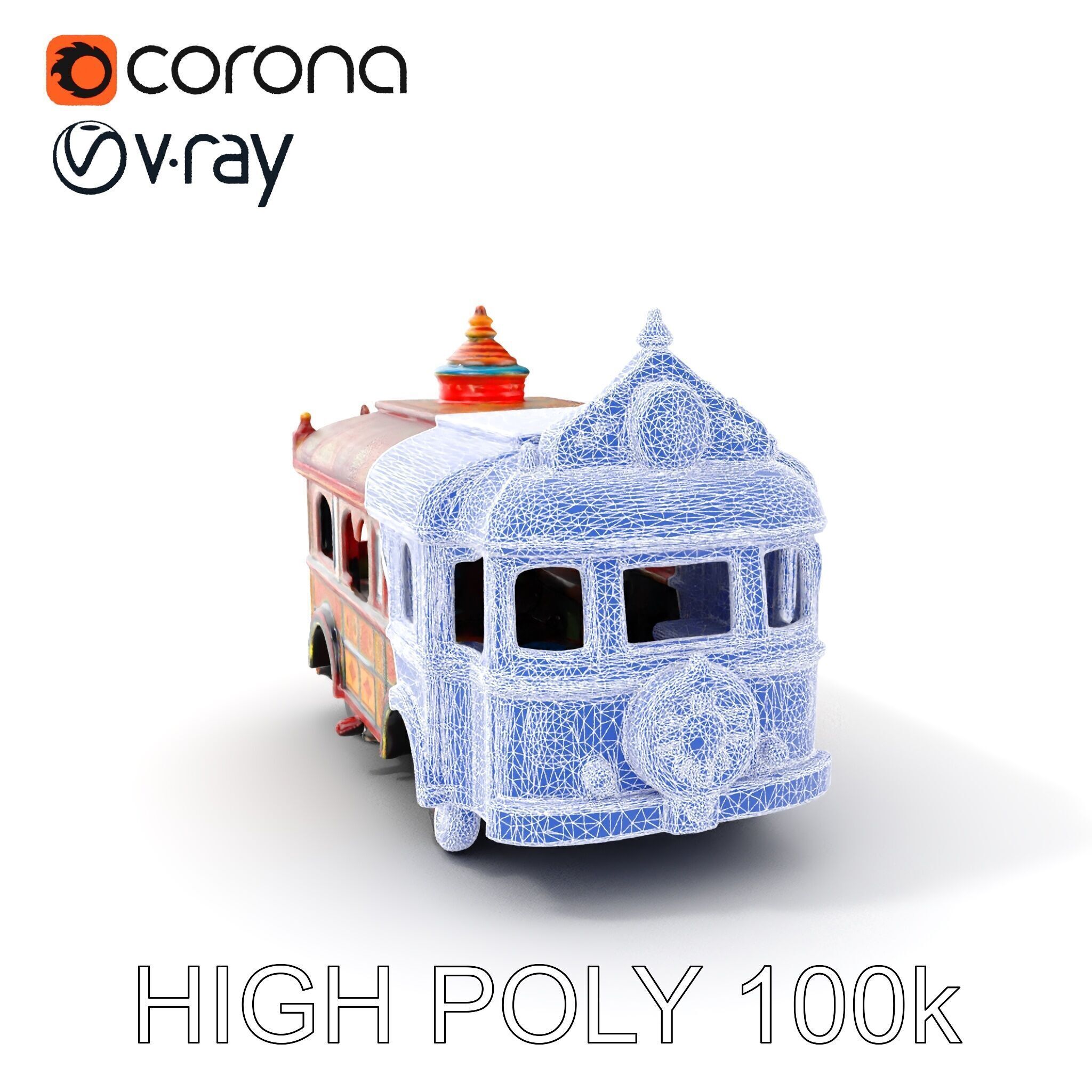 Ornate Vintage Bus D Model Pack Low-poly 3D model_9