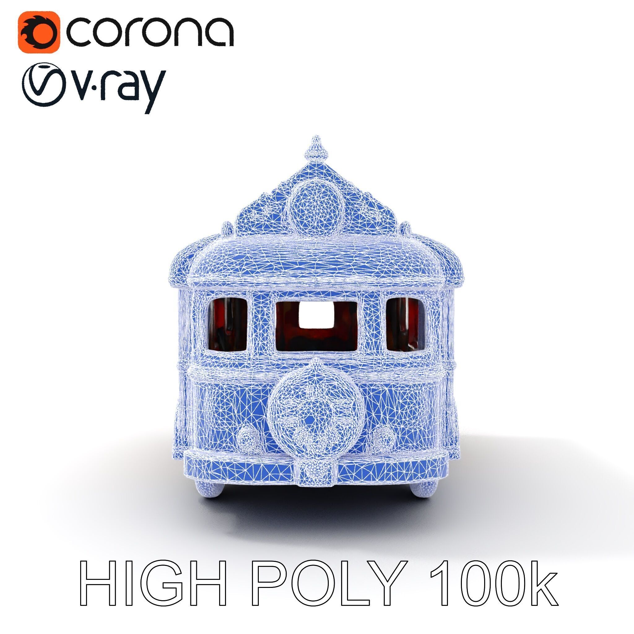 Ornate Vintage Bus D Model Pack Low-poly 3D model_13