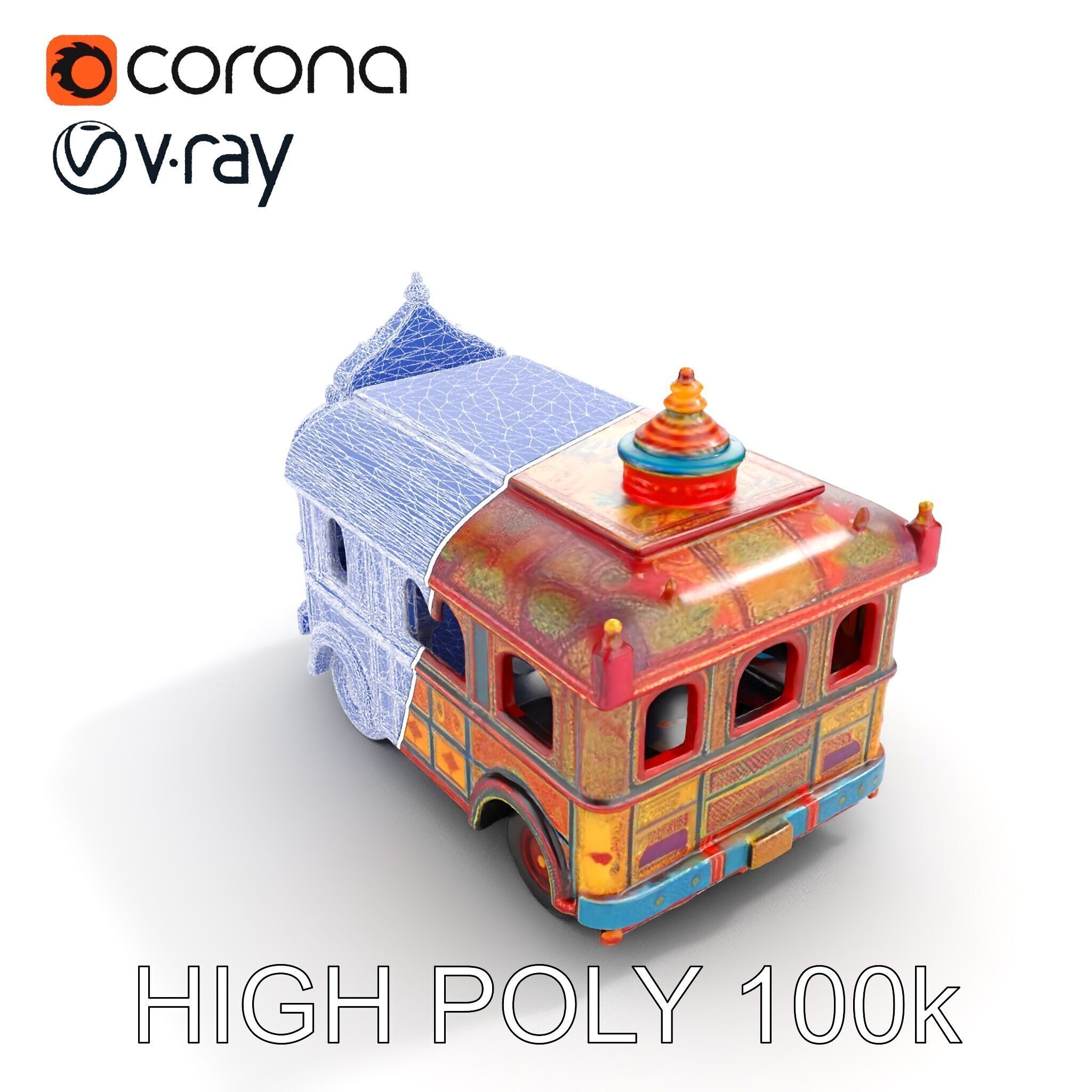 Ornate Vintage Bus D Model Pack Low-poly 3D model_31